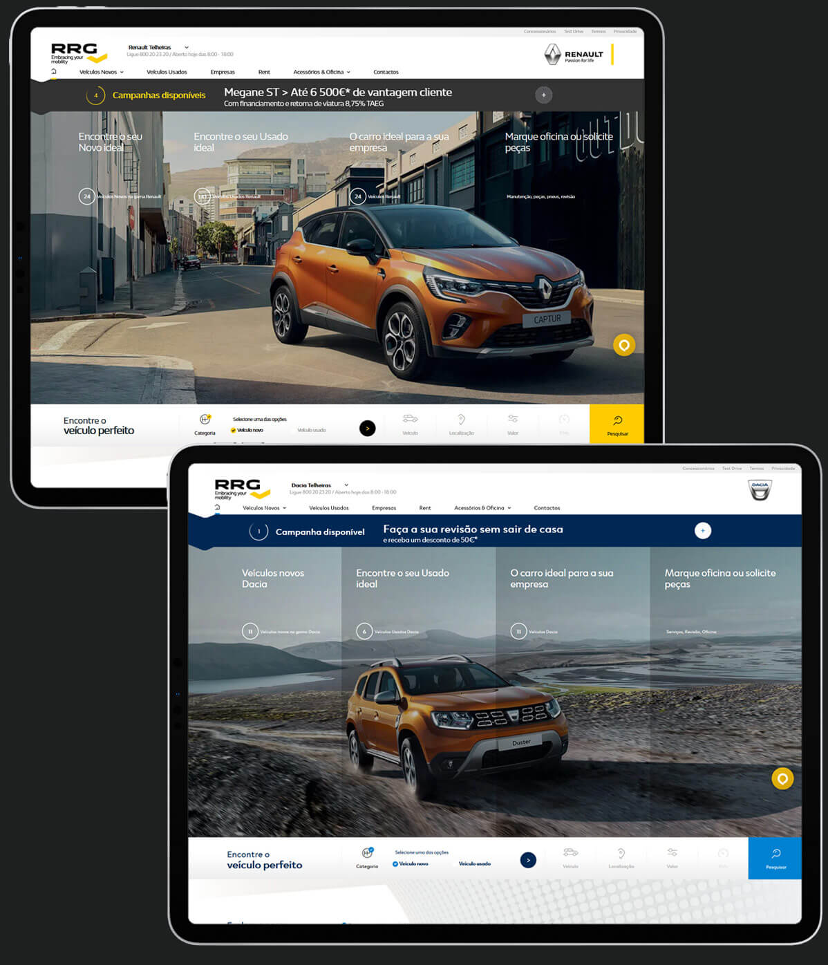 Homepages Renault e Dacia