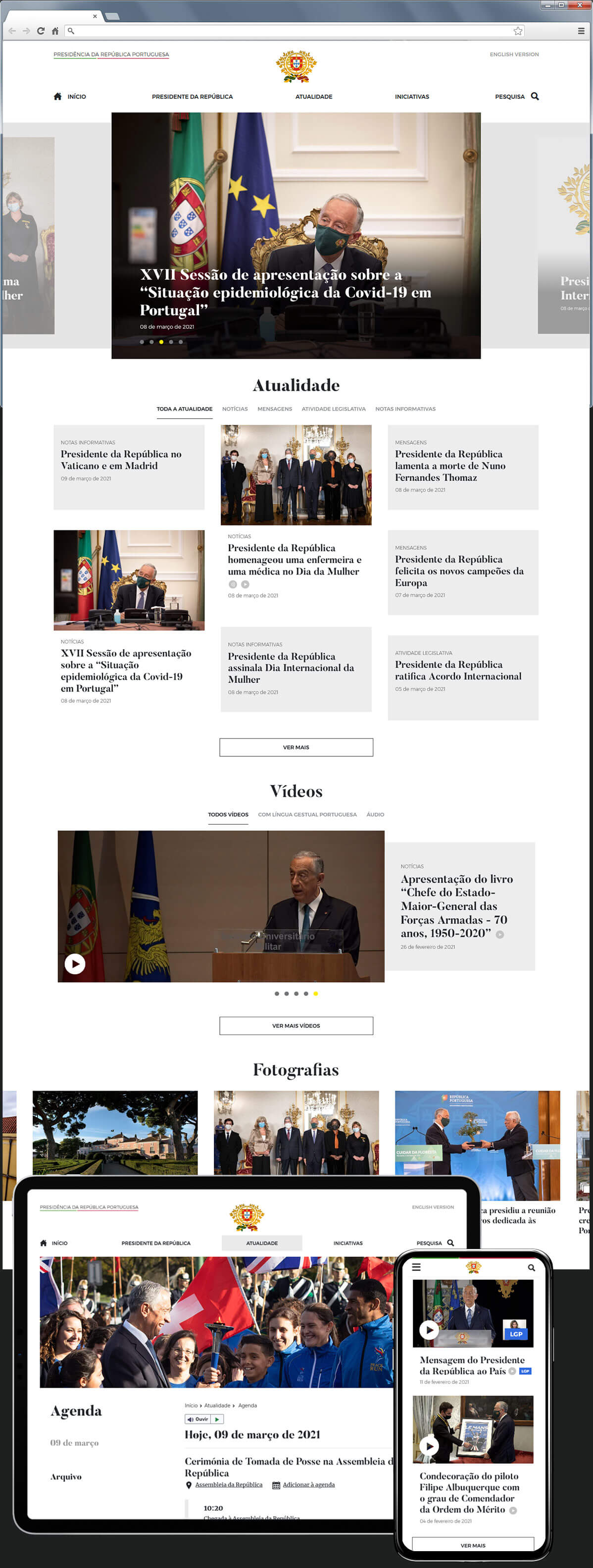 Website | Homepage, Agenda e Multimedia